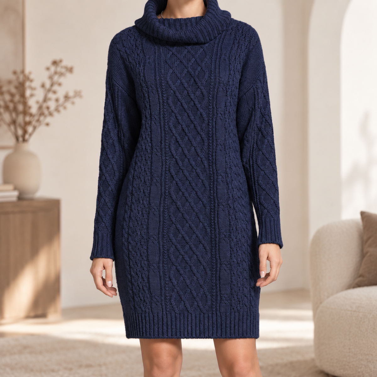 Strickkleid Renate – Knielang in Curvy-Größen