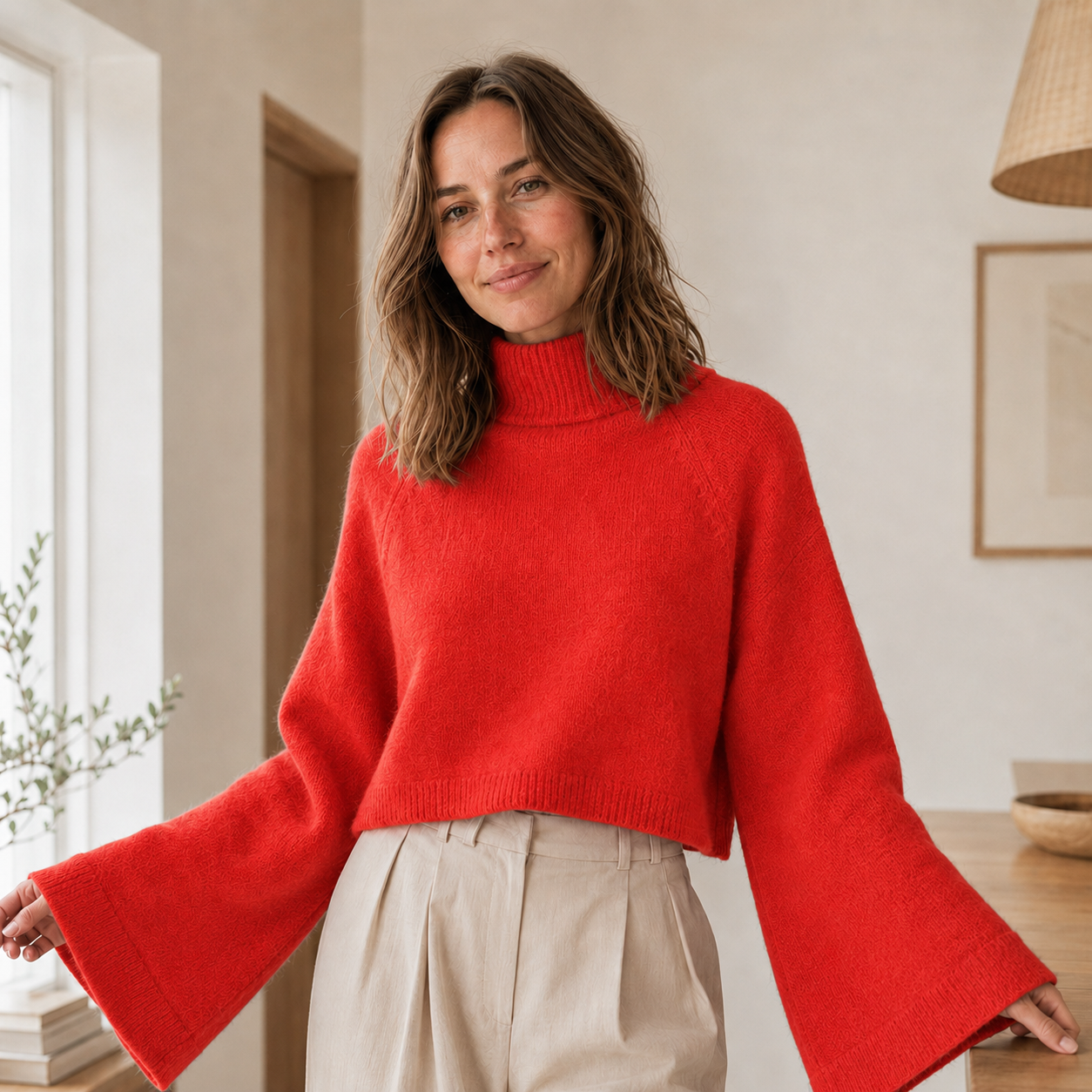 Rollkragenpullover Selma – Weite Trompetenärmel