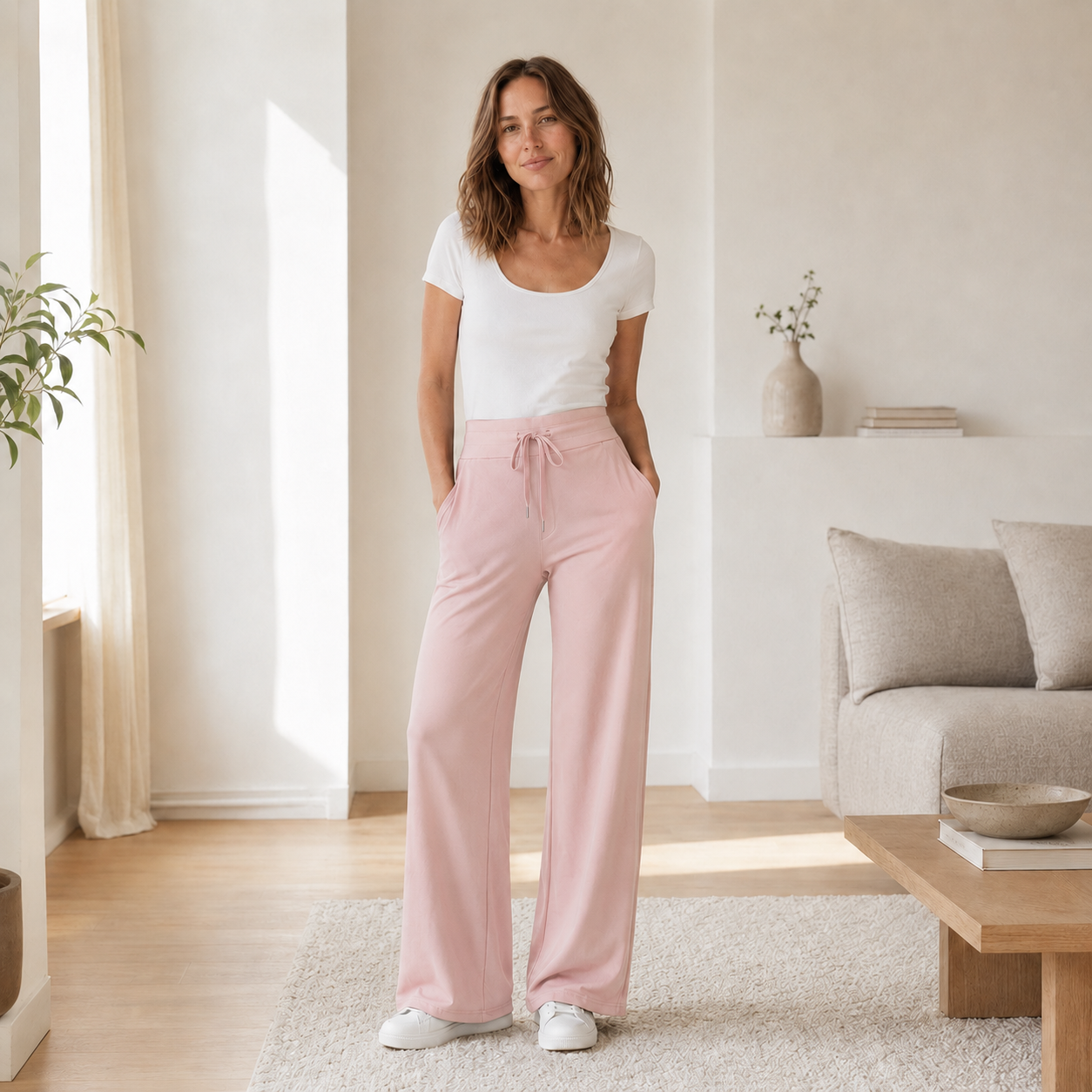 Wide-Leg Hose Kira – High Waist in Eisseiden-Optik