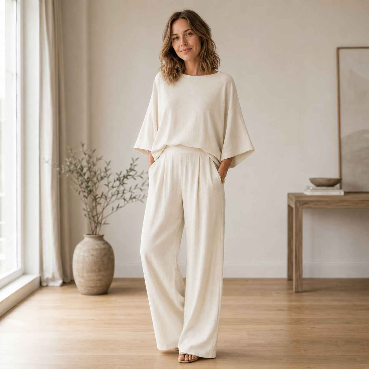 Loungewear-Set Signe – Fließende Bluse & weite Hose