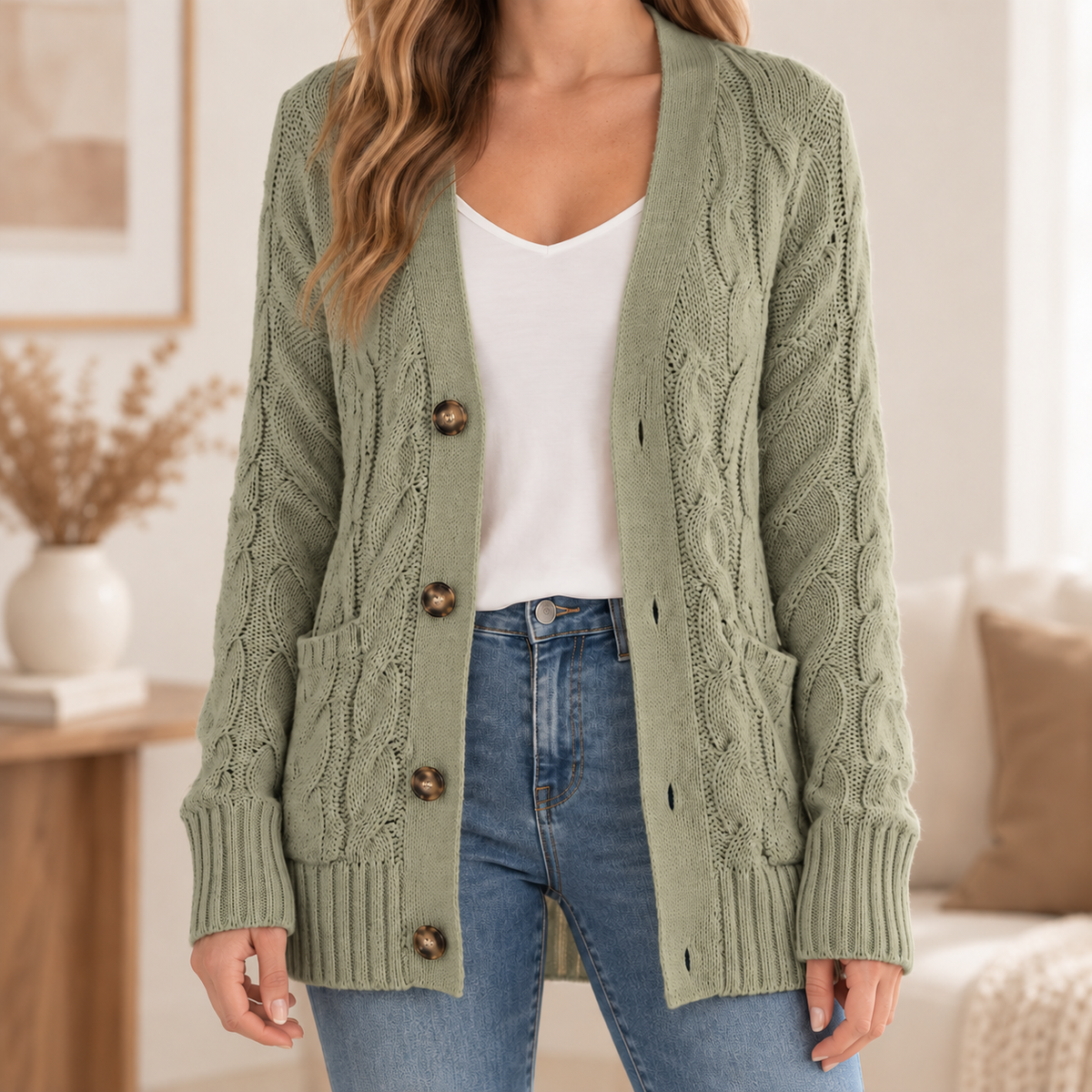 Oversize-Cardigan Silke – Einreihig mit V-Ausschnitt