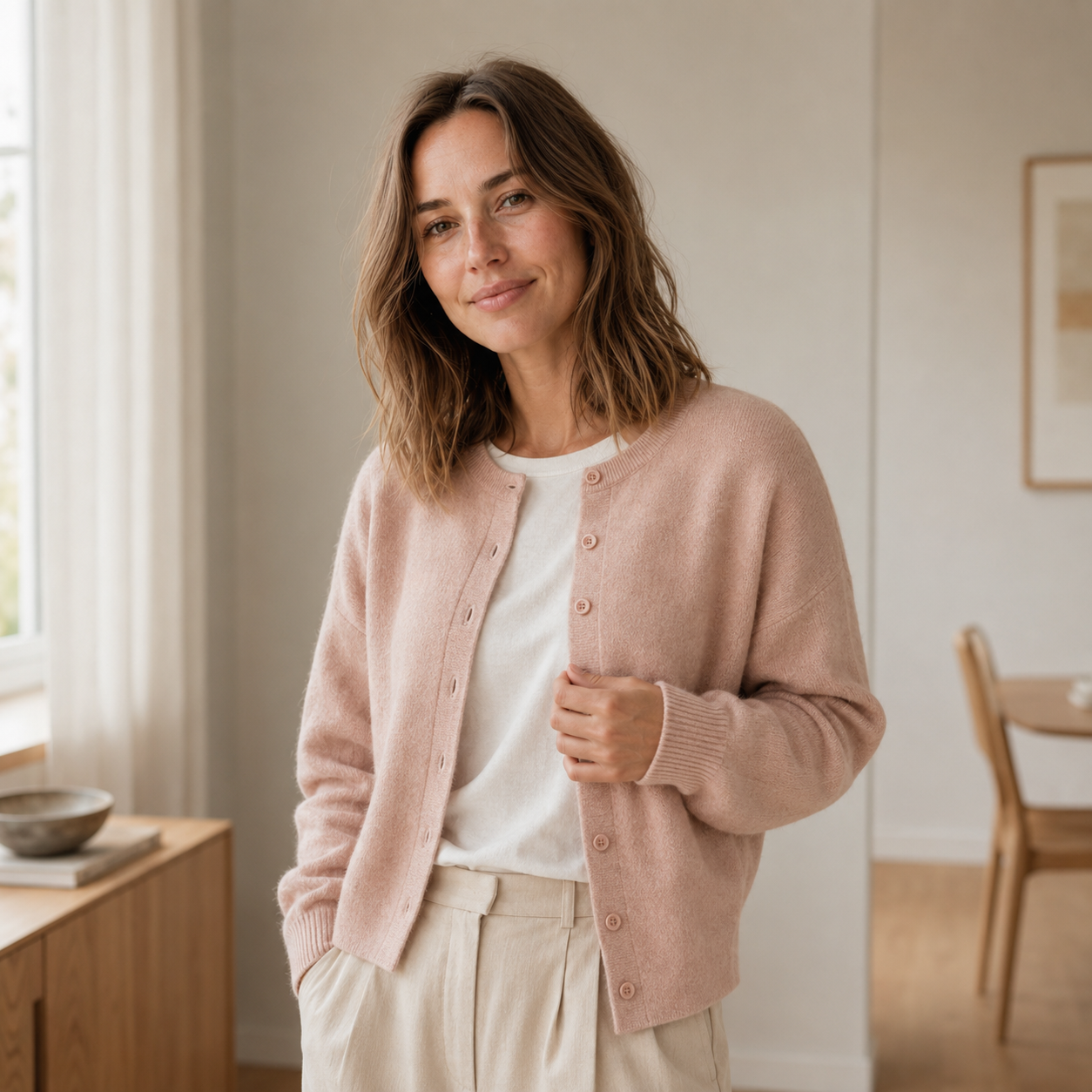Basic-Cardigan Ella – Feinstrick mit Knopfleiste