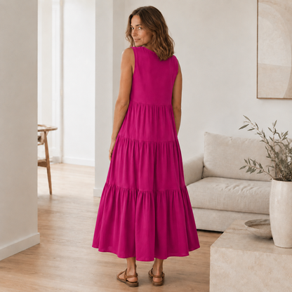 Maxikleid Smilla – Fließend mit Volant-Stufen