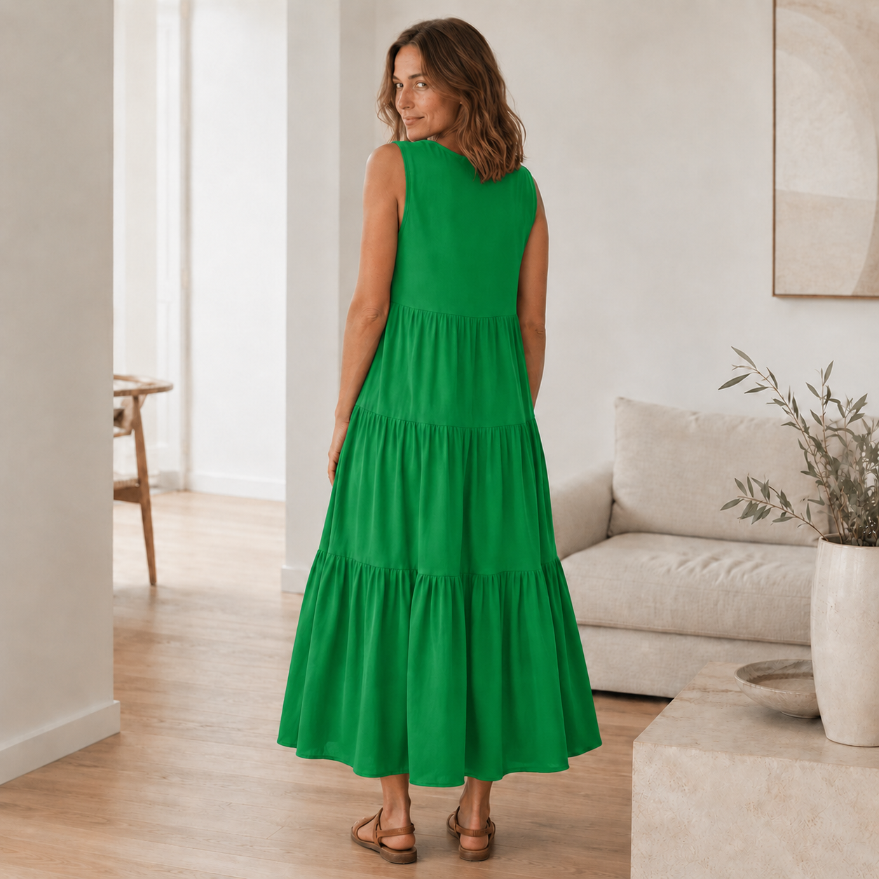 Maxikleid Smilla – Fließend mit Volant-Stufen