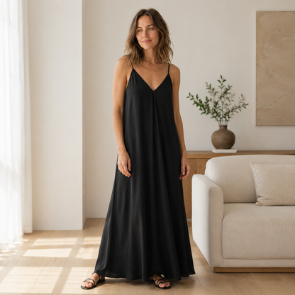 Slip-Maxikleid Svea – V-Ausschnitt im fließenden Schnitt