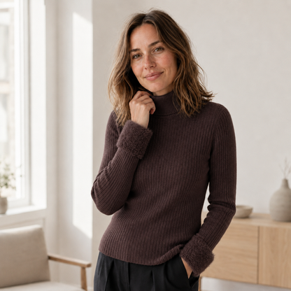 Rollkragenpullover Ida – Thermo-Feinstrick mit Innenfleece