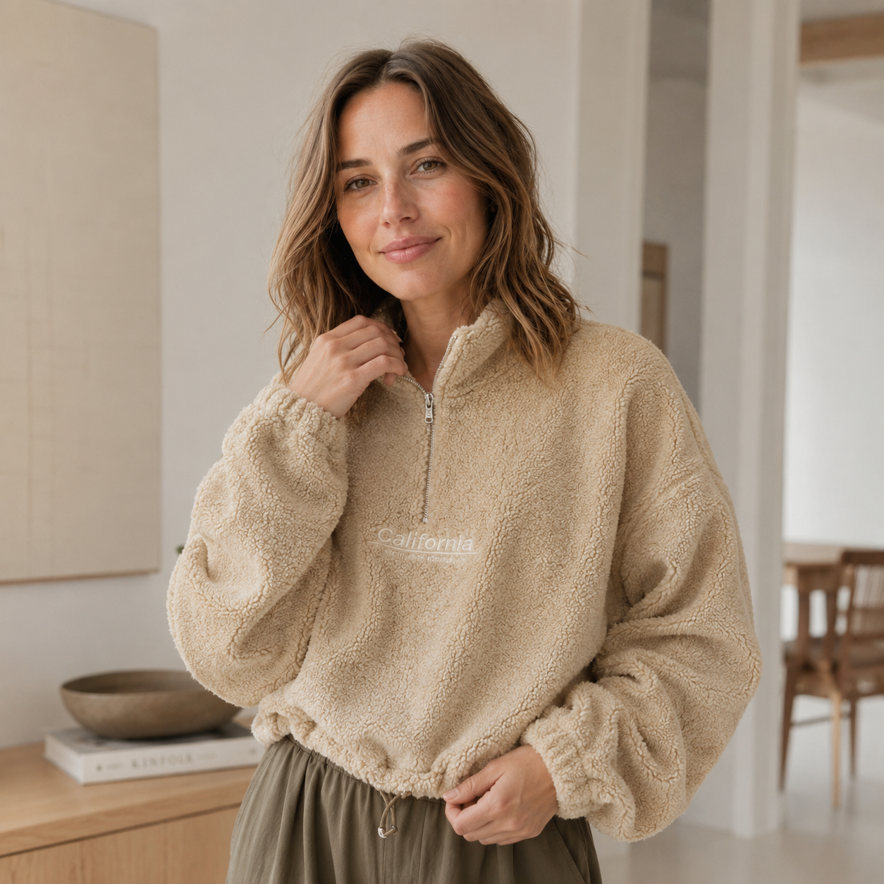 Teddy-Halfzip Romi – cropped & kuschelweich