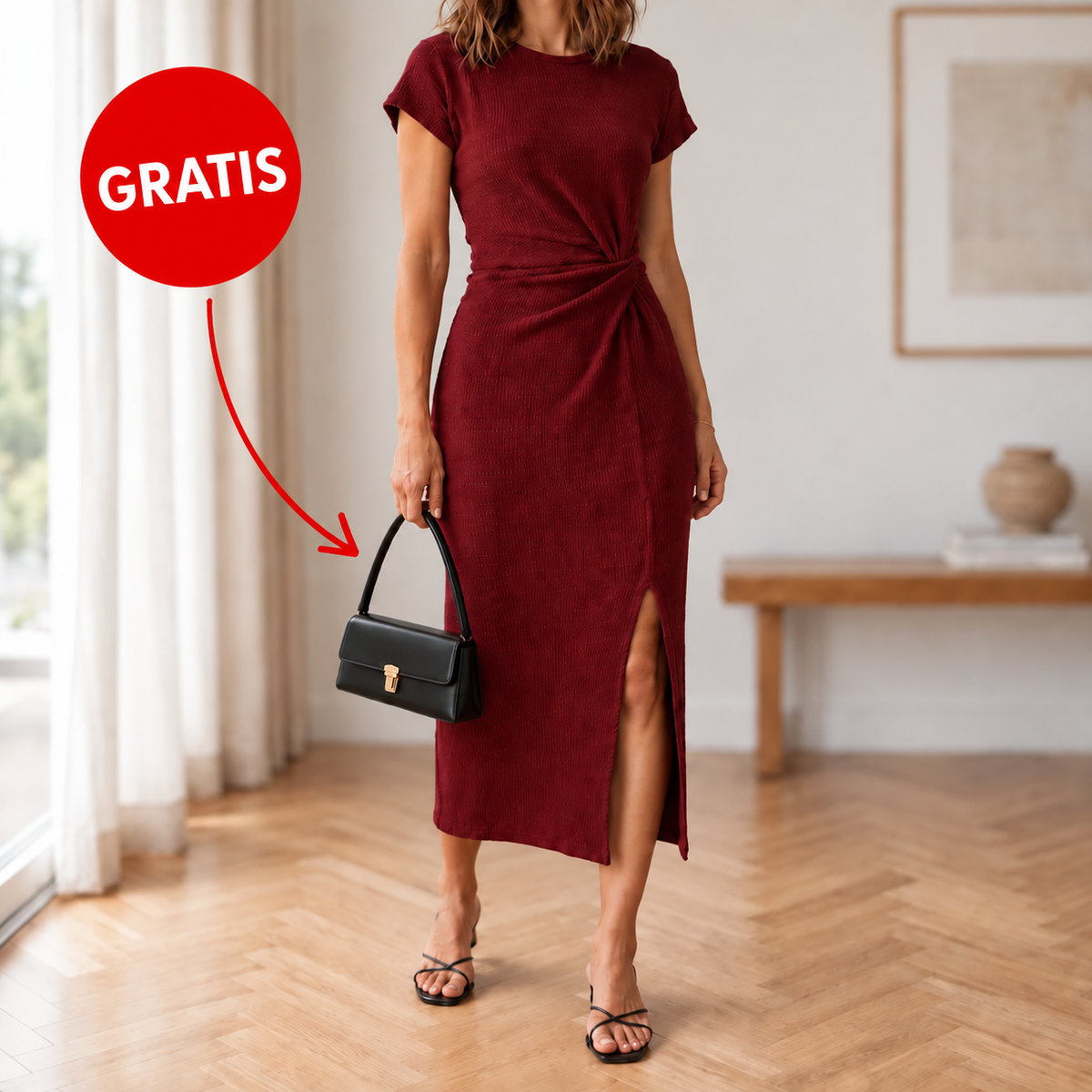 Midikleid Idun – Geknotet mit Beinschlitz