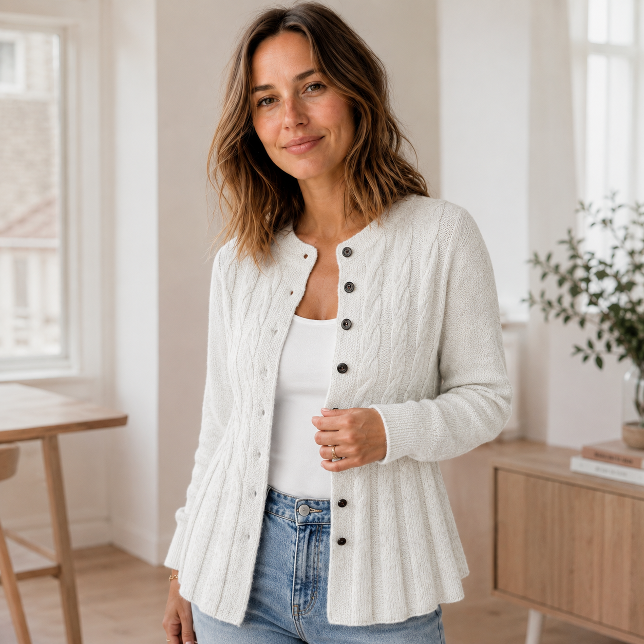 Strickjacke Mila – Cardigan mit Schößchen
