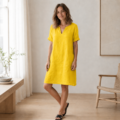 Sommerkleid Nora – Luftig-leicht in Leinen-Optik