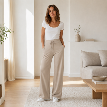 Wide-Leg Hose Kira – High Waist in Eisseiden-Optik
