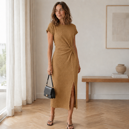 Midikleid Idun – Geknotet mit Beinschlitz