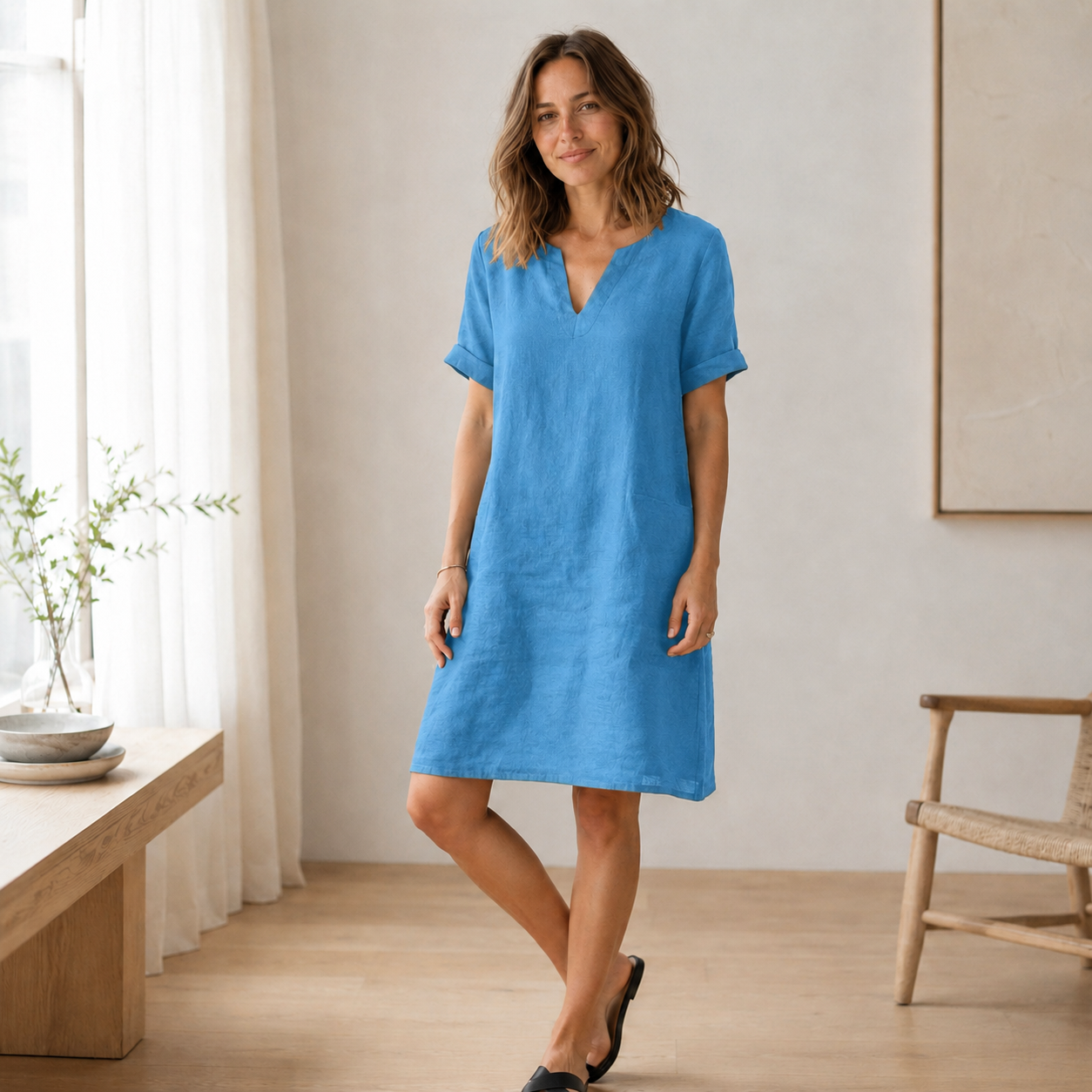 Sommerkleid Nora – Luftig-leicht in Leinen-Optik