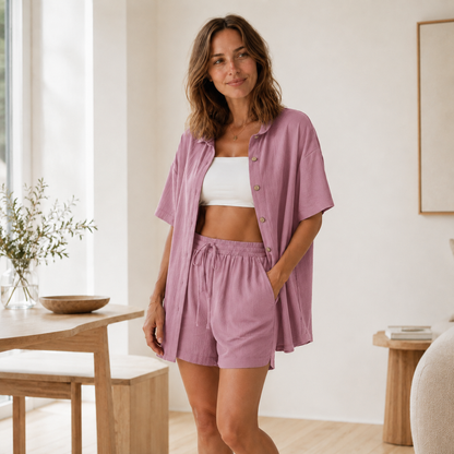 Loungewear-Set Nea – Oversized-Hemd & Shorts
