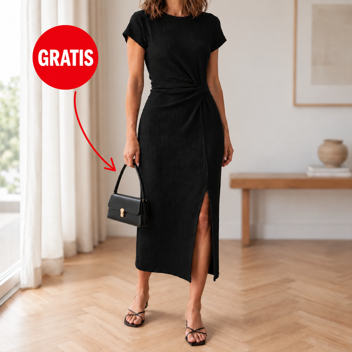 Midikleid Idun – Geknotet mit Beinschlitz