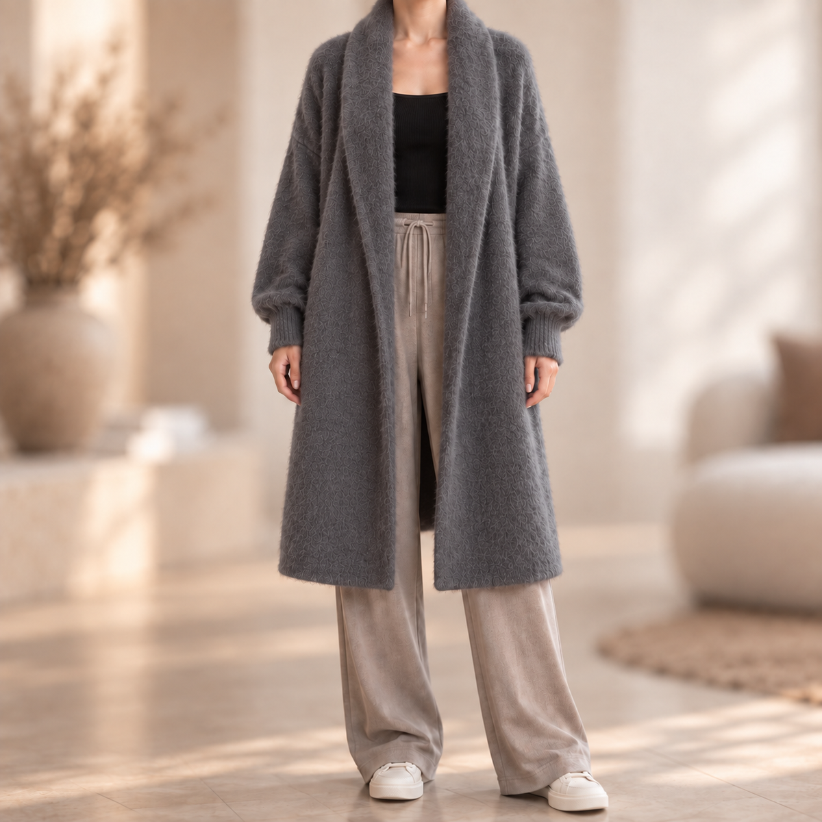 Strickmantel Frauke – Knielang & Kuschelweich
