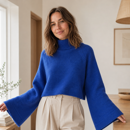 Rollkragenpullover Selma – Weite Trompetenärmel